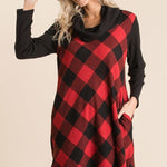 Pocketed Plaid Tartan Swing Dress