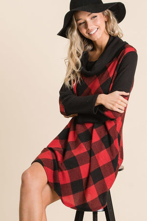 Pocketed Plaid Tartan Swing Dress