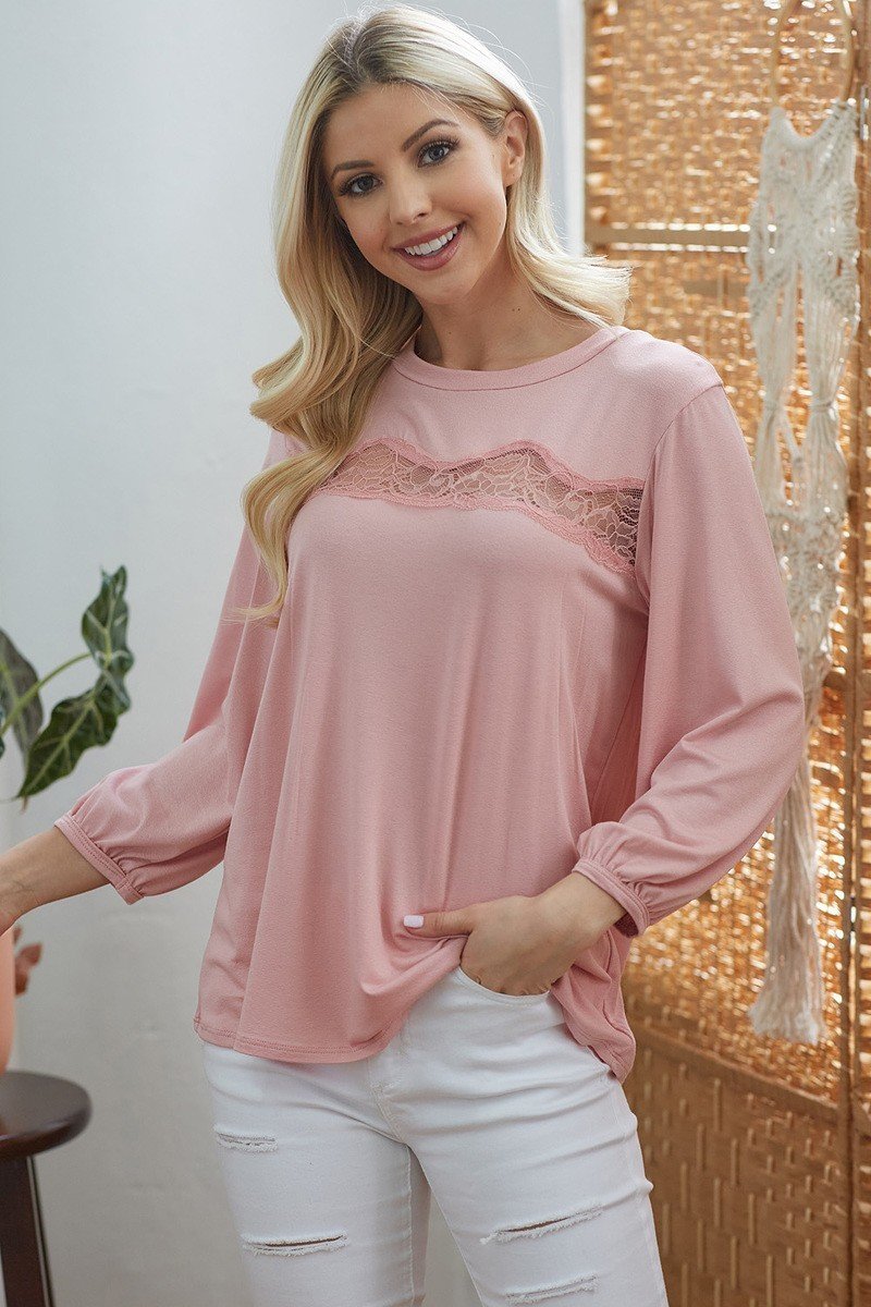 Laced See-Through Longsleeve Top