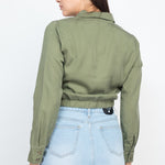 Elasticized Waist Flap Pockets Top