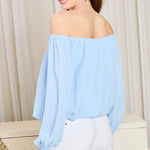 Off Shoulder Long Bubble Sleeve Solid Top