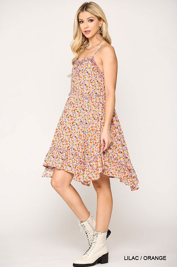 Ditsy Floral Print Sleeveless Dress